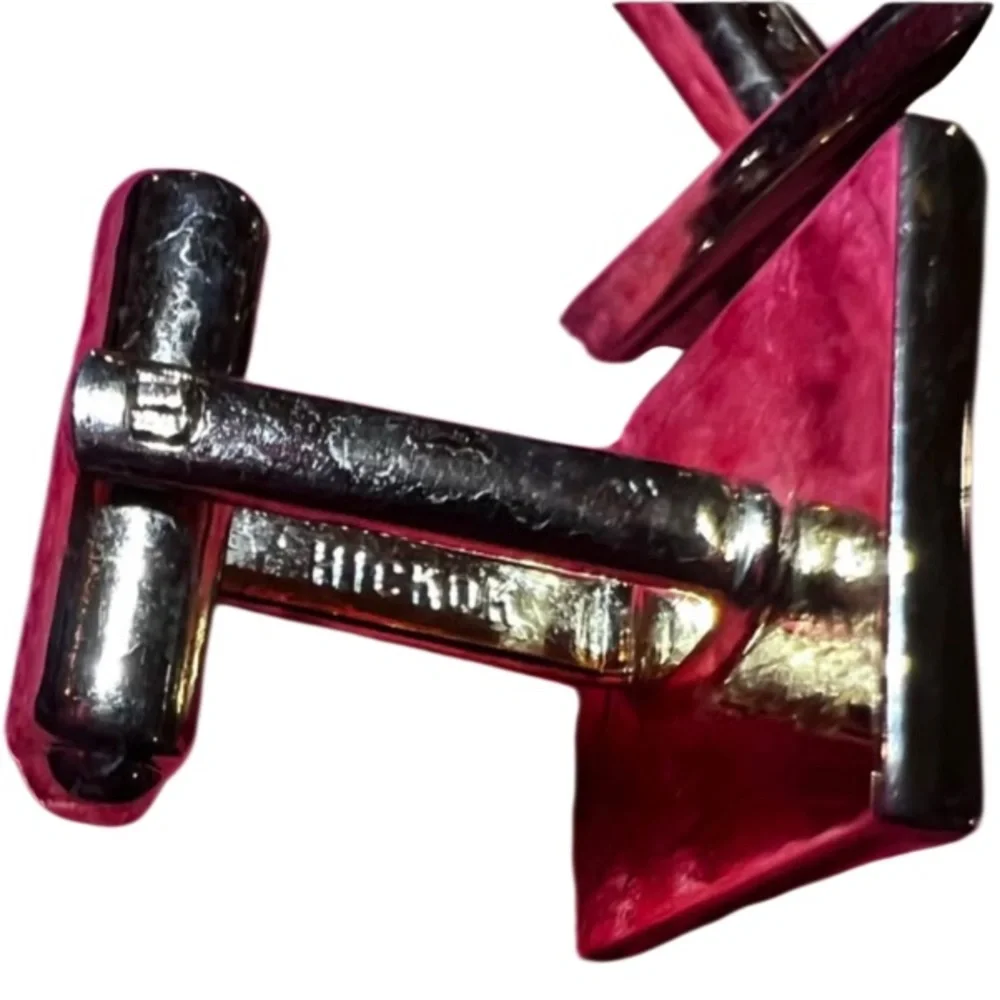 Vintage Gold Tone Square Pyramid Cufflinks Textured Center Mens Formal Accessory